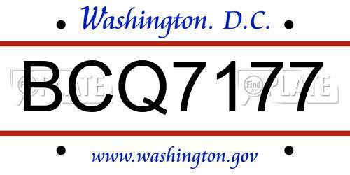 BCQ7177 District Of Columbia License Plate