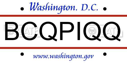BCQPIQQ District Of Columbia License Plate