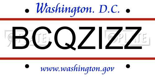 BCQZIZZ District Of Columbia License Plate