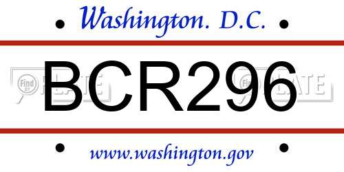 BCR296 District Of Columbia License Plate