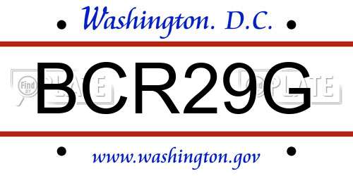 BCR29G District Of Columbia License Plate