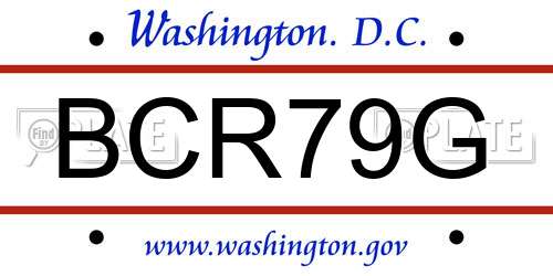 BCR79G District Of Columbia License Plate