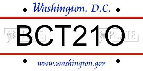 BCT21O District Of Columbia License Plate