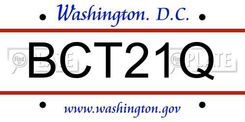 BCT21Q District Of Columbia License Plate