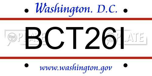 BCT26I District Of Columbia License Plate