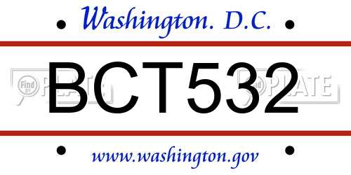 BCT532 District Of Columbia License Plate