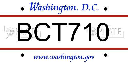 BCT710 District Of Columbia License Plate
