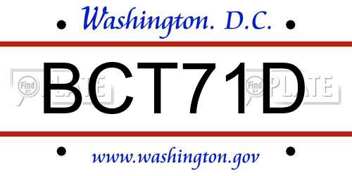 BCT71D District Of Columbia License Plate