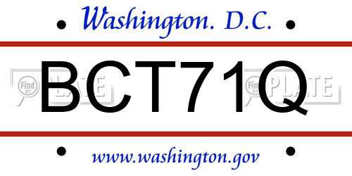 BCT71Q District Of Columbia License Plate