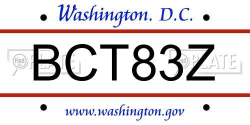 BCT83Z District Of Columbia License Plate
