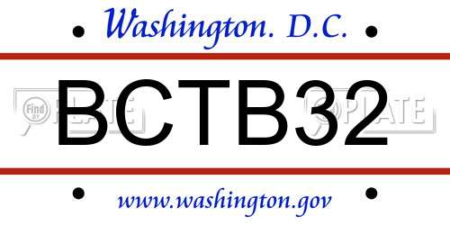 BCTB32 District Of Columbia License Plate