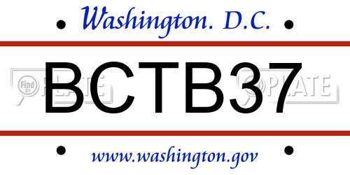 BCTB37 District Of Columbia License Plate