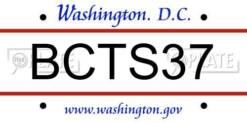 BCTS37 District Of Columbia License Plate