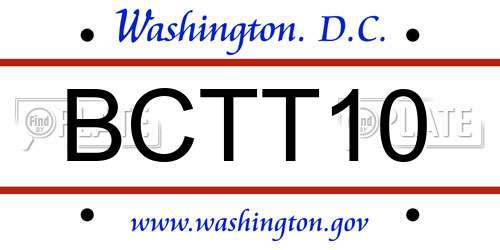 BCTT10 District Of Columbia License Plate