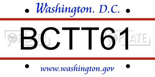 BCTT61 District Of Columbia License Plate