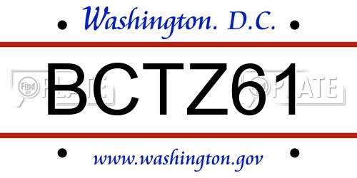BCTZ61 District Of Columbia License Plate