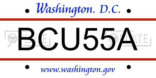 BCU55A District Of Columbia License Plate