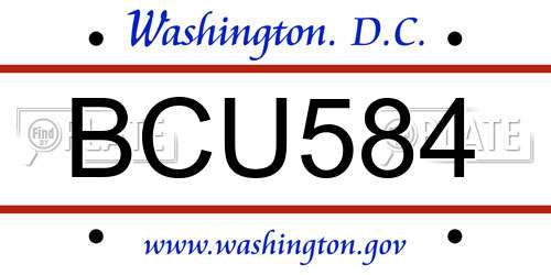 BCU584 District Of Columbia License Plate
