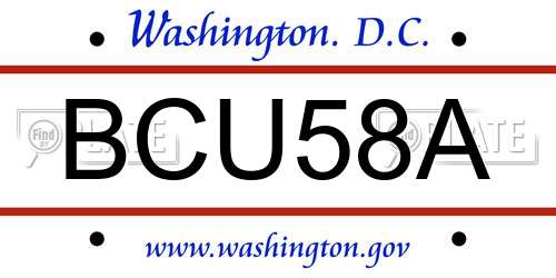 BCU58A District Of Columbia License Plate