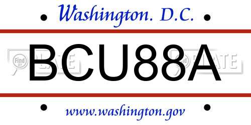 BCU88A District Of Columbia License Plate