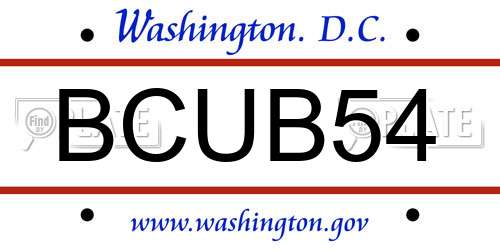 BCUB54 District Of Columbia License Plate