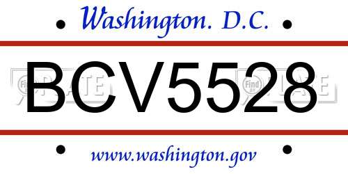 BCV5528 District Of Columbia License Plate