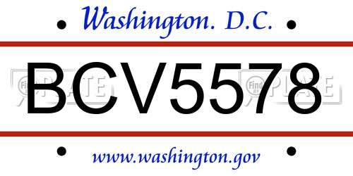 BCV5578 District Of Columbia License Plate