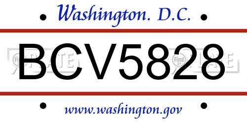 BCV5828 District Of Columbia License Plate