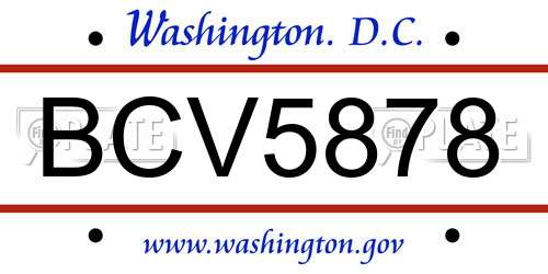 BCV5878 District Of Columbia License Plate