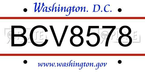 BCV8578 District Of Columbia License Plate