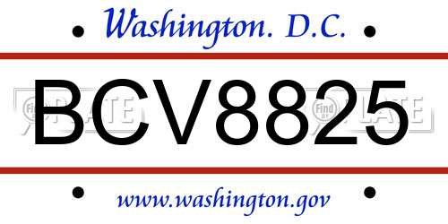 BCV8825 District Of Columbia License Plate