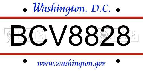 BCV8828 District Of Columbia License Plate