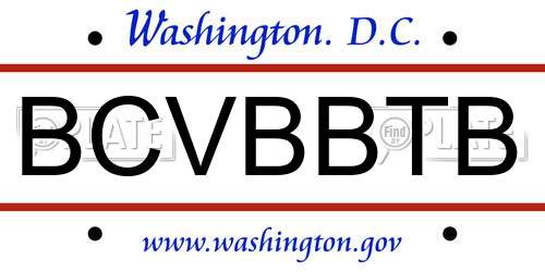 BCVBBTB District Of Columbia License Plate