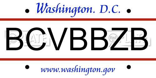 BCVBBZB District Of Columbia License Plate