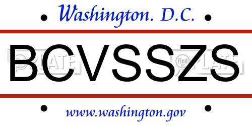 BCVSSZS District Of Columbia License Plate