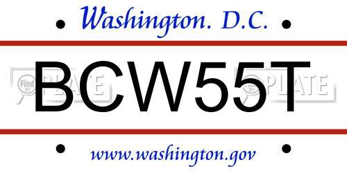 BCW55T District Of Columbia License Plate