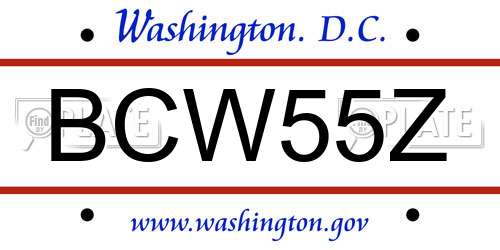 BCW55Z District Of Columbia License Plate