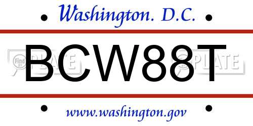 BCW88T District Of Columbia License Plate