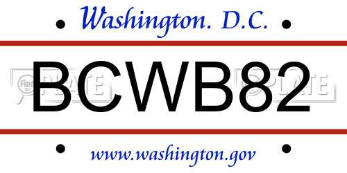 BCWB82 District Of Columbia License Plate