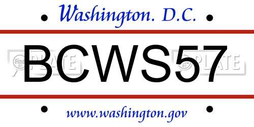 BCWS57 District Of Columbia License Plate