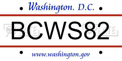 BCWS82 District Of Columbia License Plate
