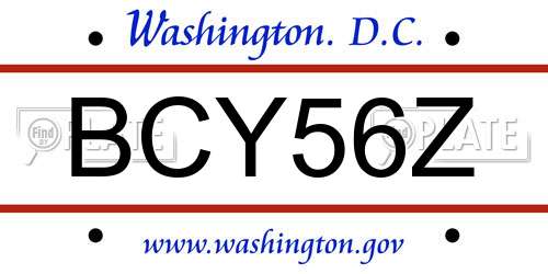 BCY56Z District Of Columbia License Plate