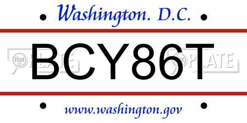 BCY86T District Of Columbia License Plate