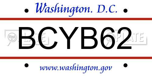 BCYB62 District Of Columbia License Plate