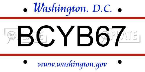 BCYB67 District Of Columbia License Plate