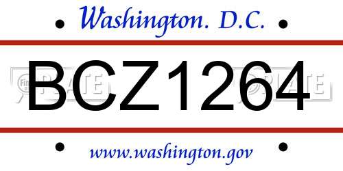 BCZ1264 District Of Columbia License Plate