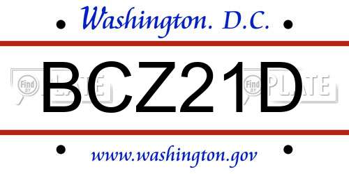BCZ21D District Of Columbia License Plate