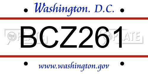 BCZ261 District Of Columbia License Plate
