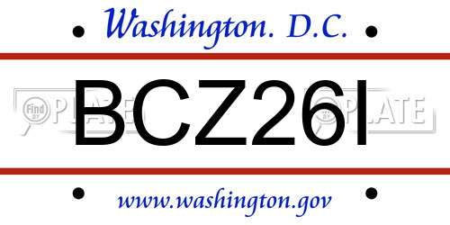 BCZ26I District Of Columbia License Plate