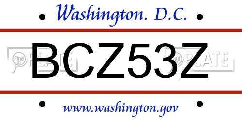 BCZ53Z District Of Columbia License Plate